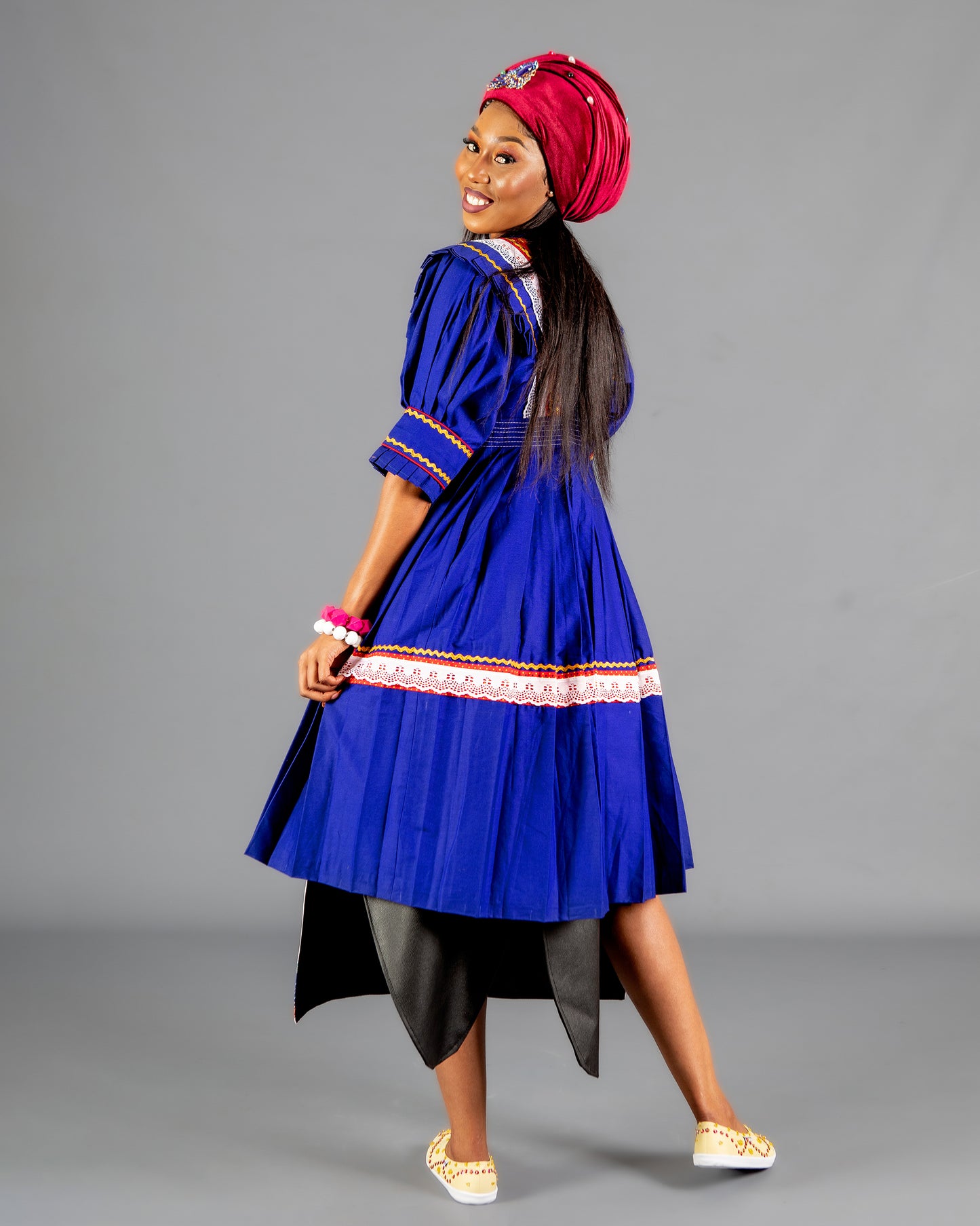 Mogoshadi Pleated Bridal Set in Blue
