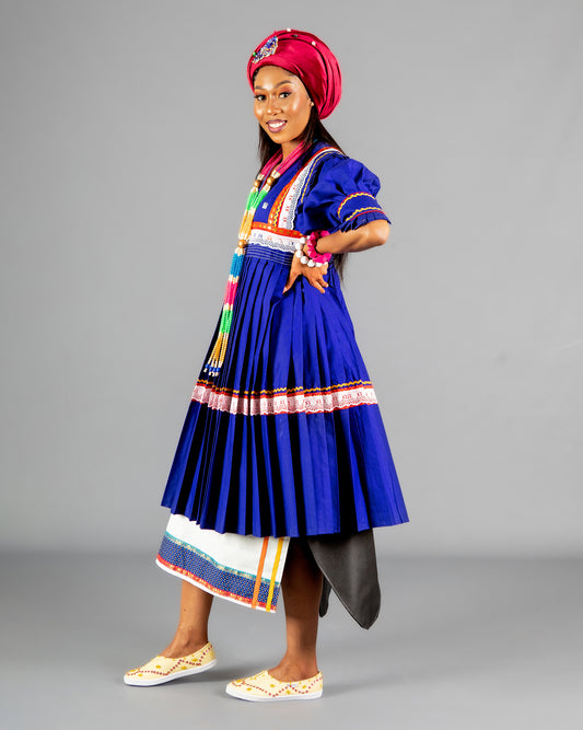 Mogoshadi Pleated Bridal Set in Blue