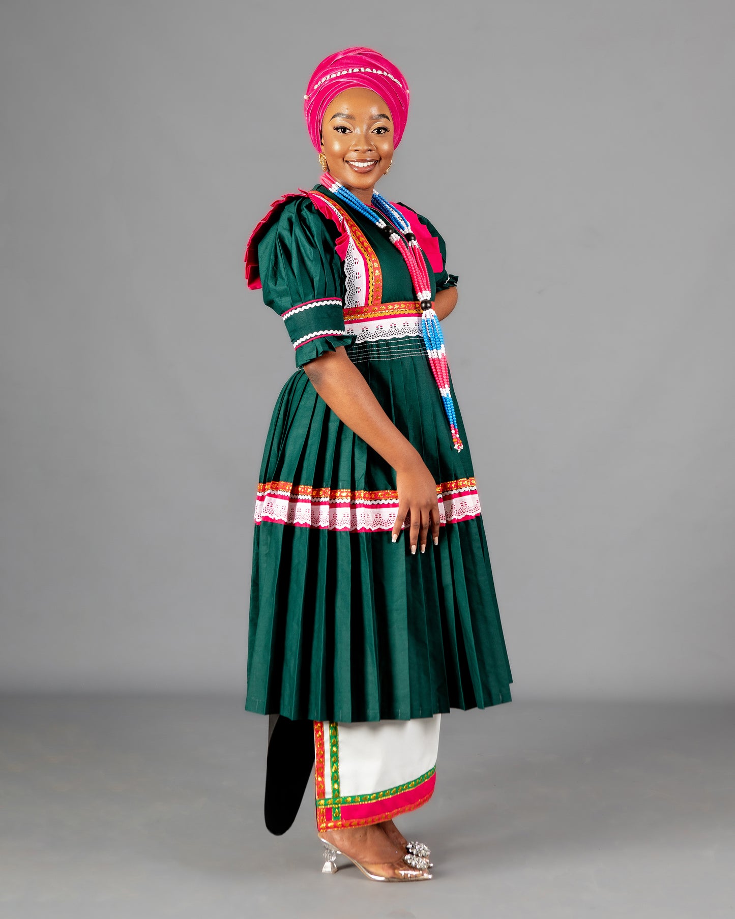 Mogoshadi Pleated Bridal Set in Green