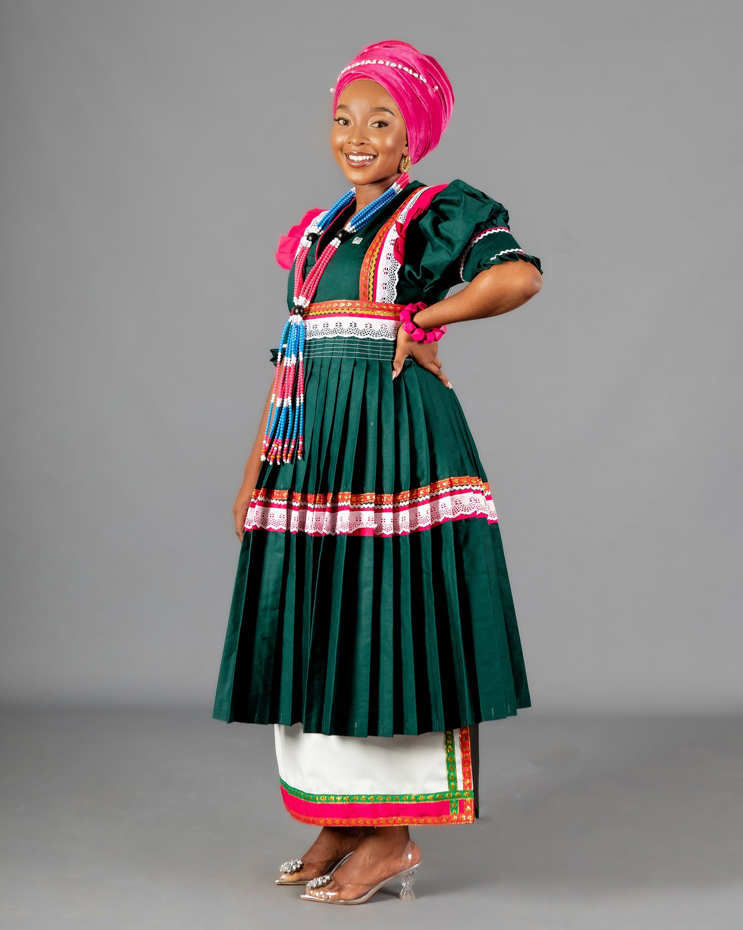 Mogoshadi Pleated Bridal Set in Green