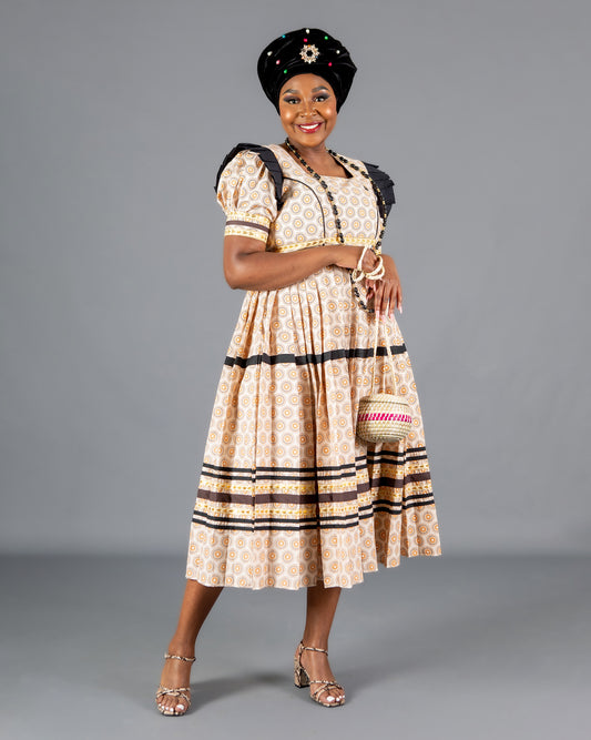 Hunadi Bespoke Pleated Maxi in Beige