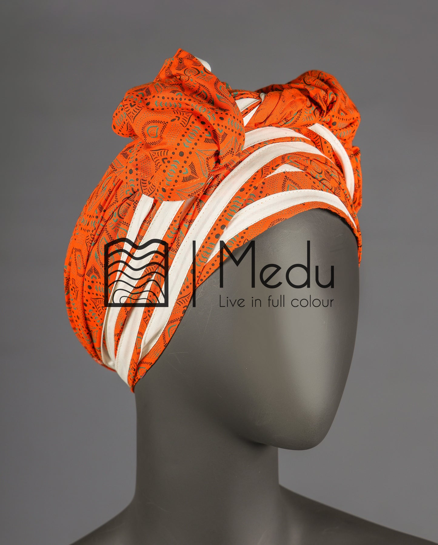 Matching Headwrap Orange and Beige