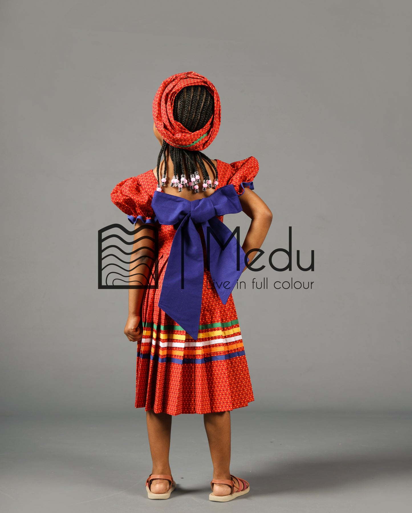 Kiddies Maru Pleated Dress in Red