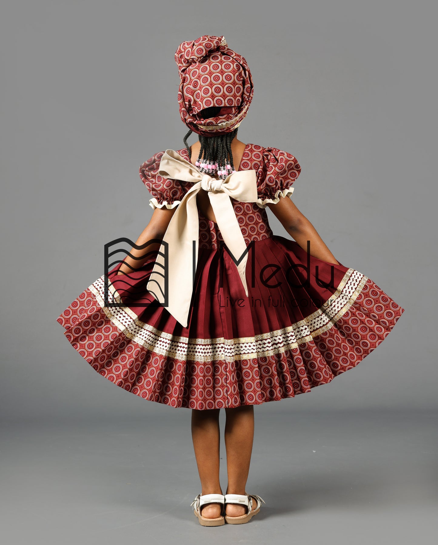 Kiddies Maru Pleated Dress in Maroon