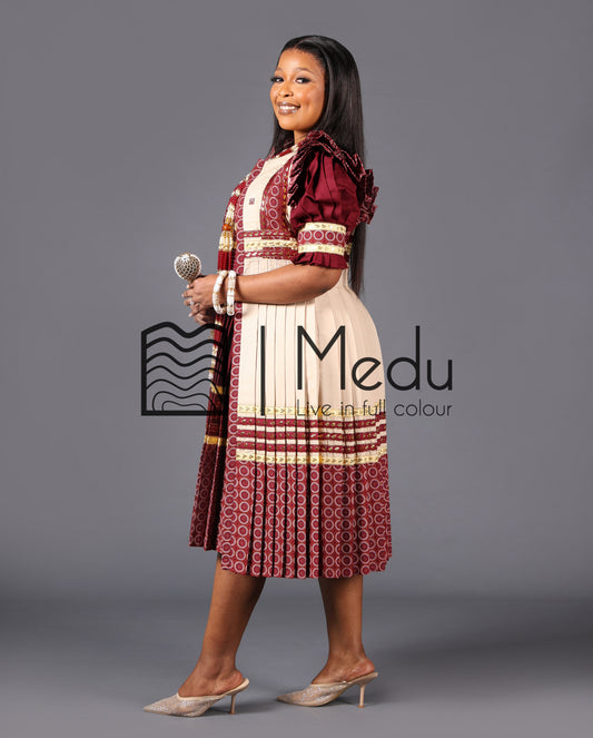Modipadi Luxe Dress Set in Maroon