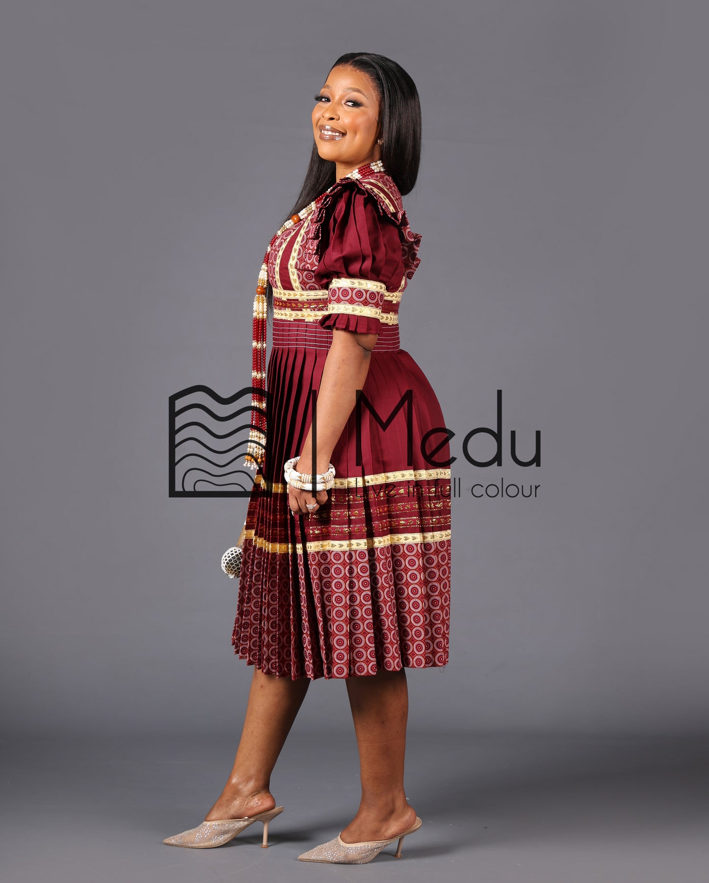 Modipadi Luxe Dress Set in Maroon