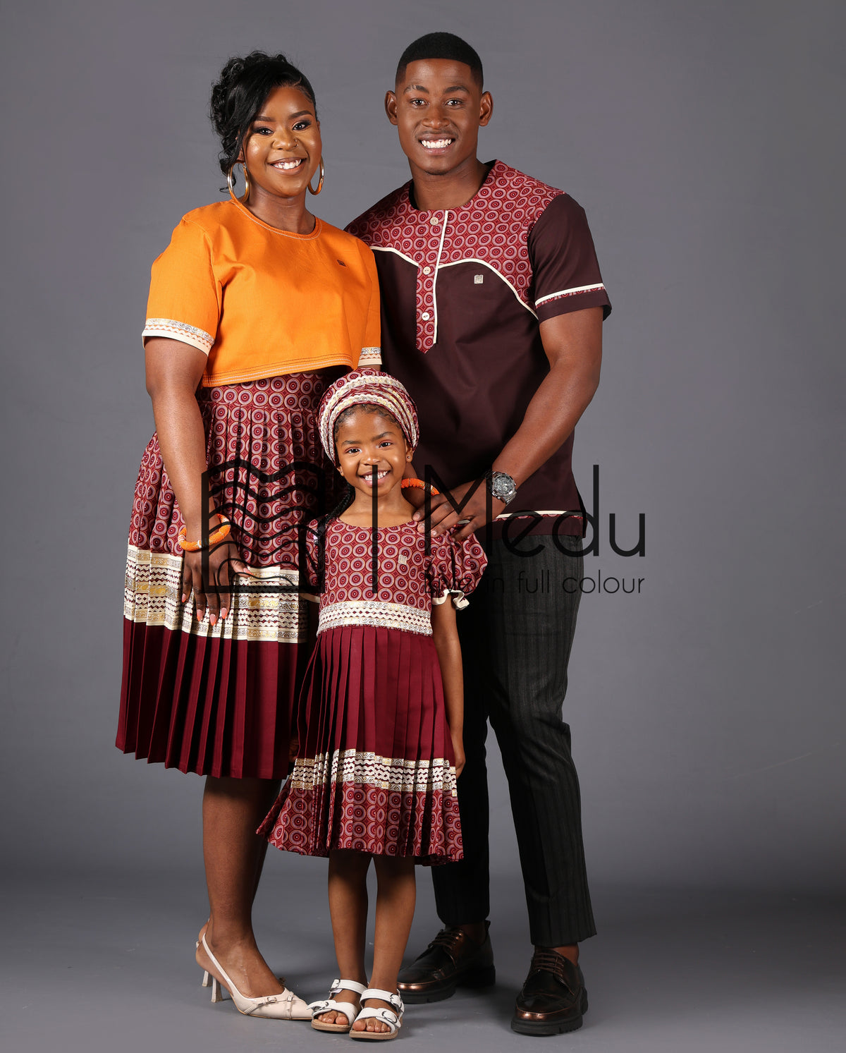 His & Hers: Makgabo Midi Set in Mustard and Maroon