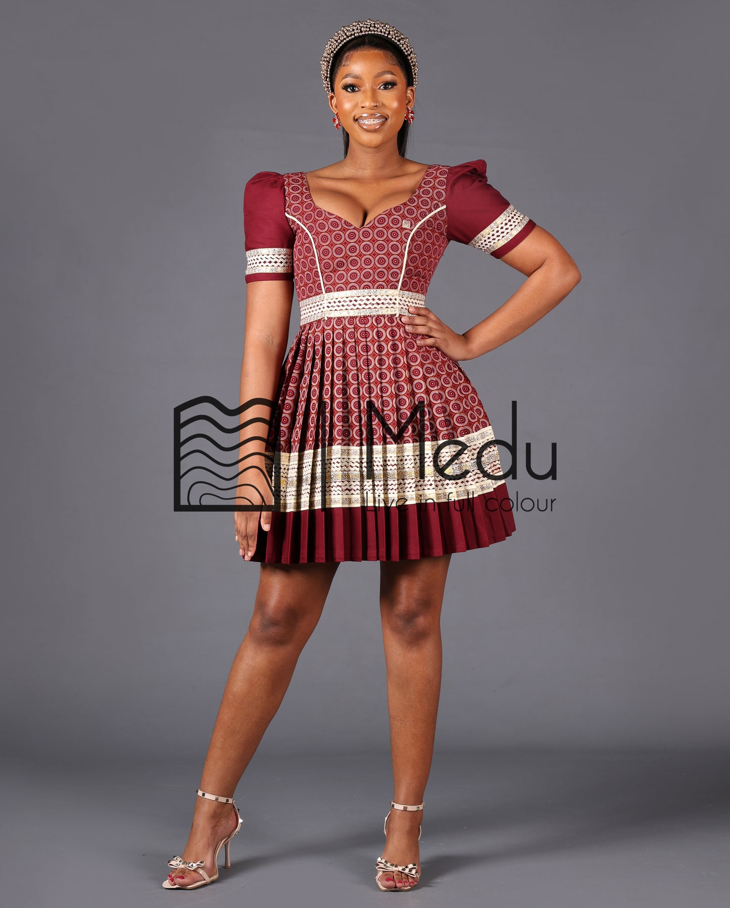 His & Hers: Mmashela Giant Bow Mini Dress in Maroon