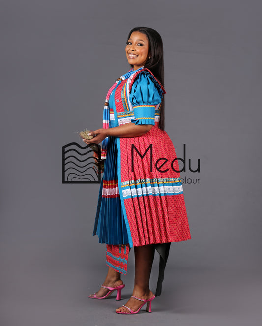 Mogoshadi Bridal Set in Pink and Turquoise