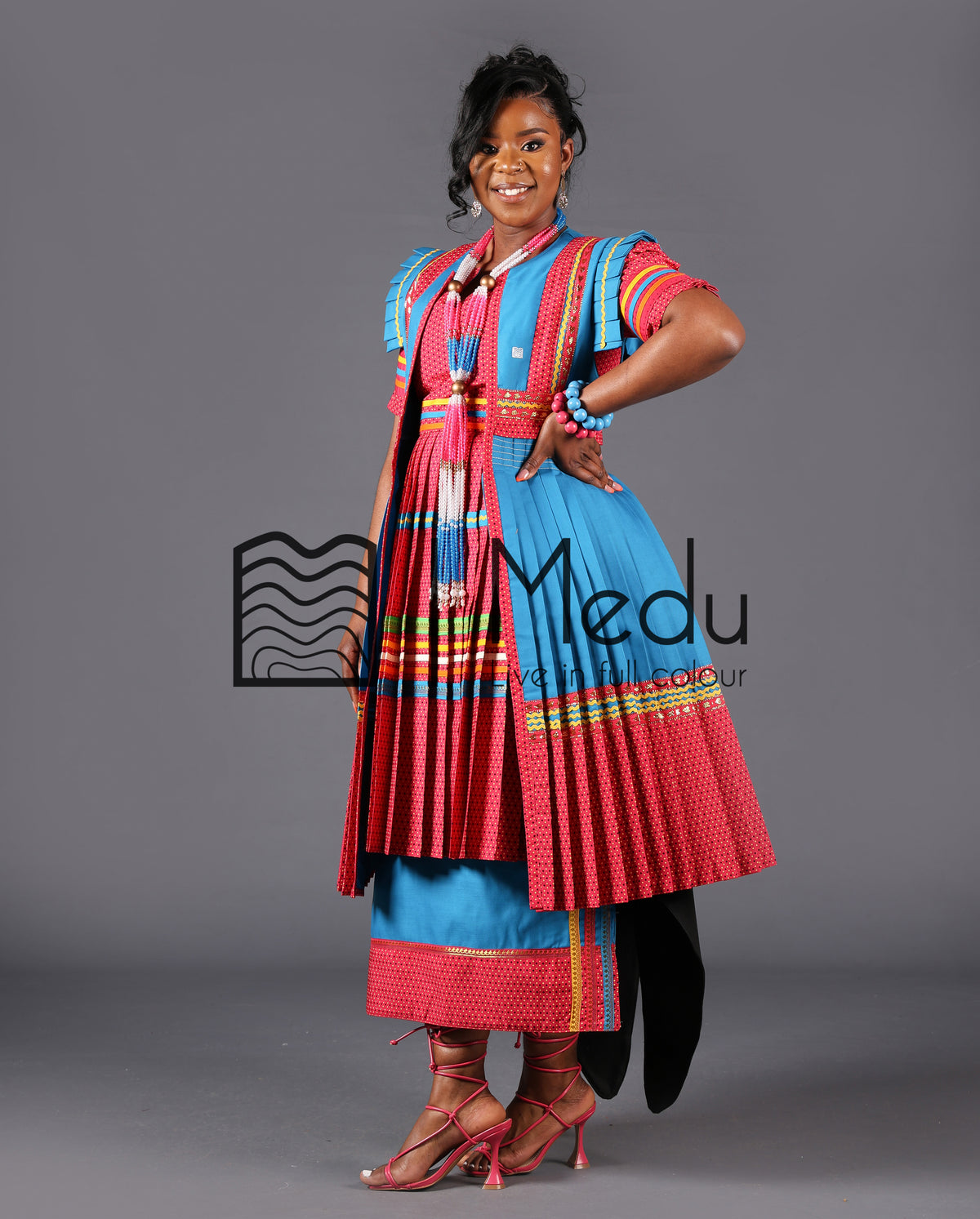 Manoko Bridal Set in Pink and Turquoise