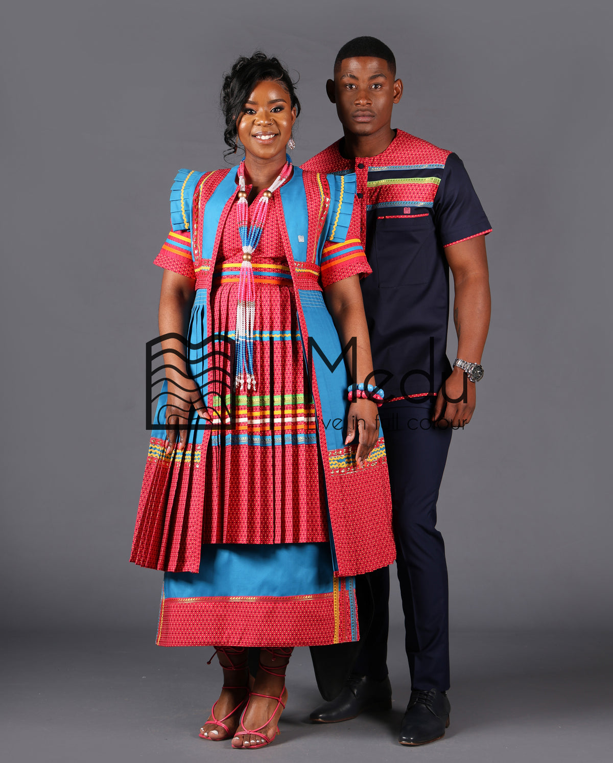 His & Hers: Boledi Bespoke Bridal Set in Pink and Turquoise