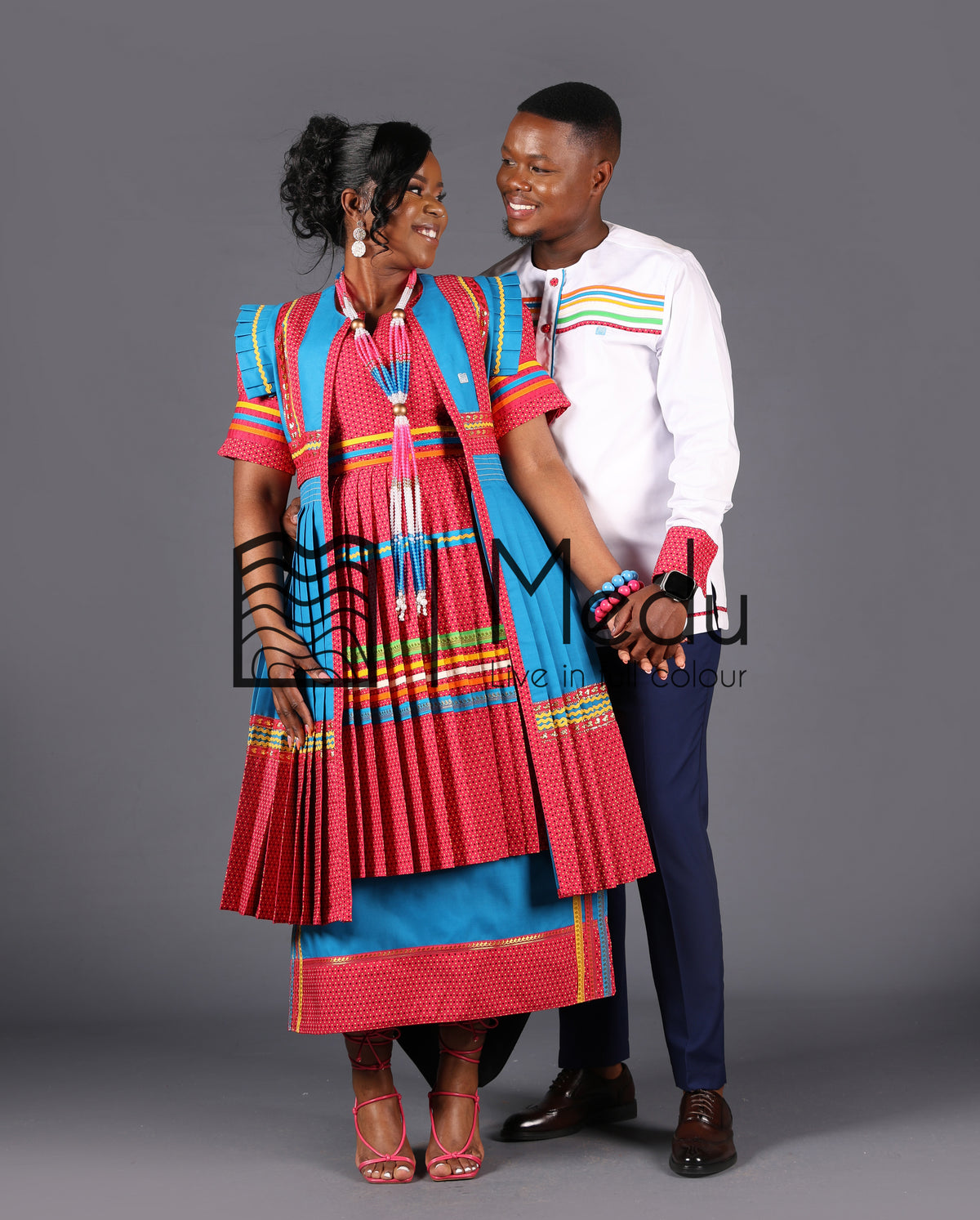 His & Hers: Boledi Bespoke Bridal Set Pink and Turquoise