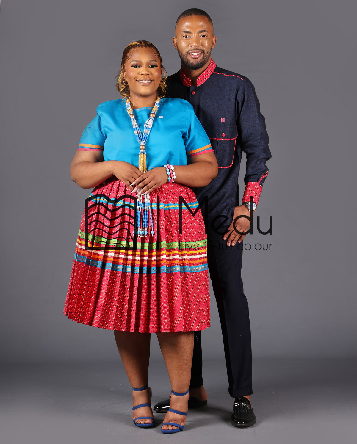 His & Hers: Makgabo Midi Set Pink and Turquoise