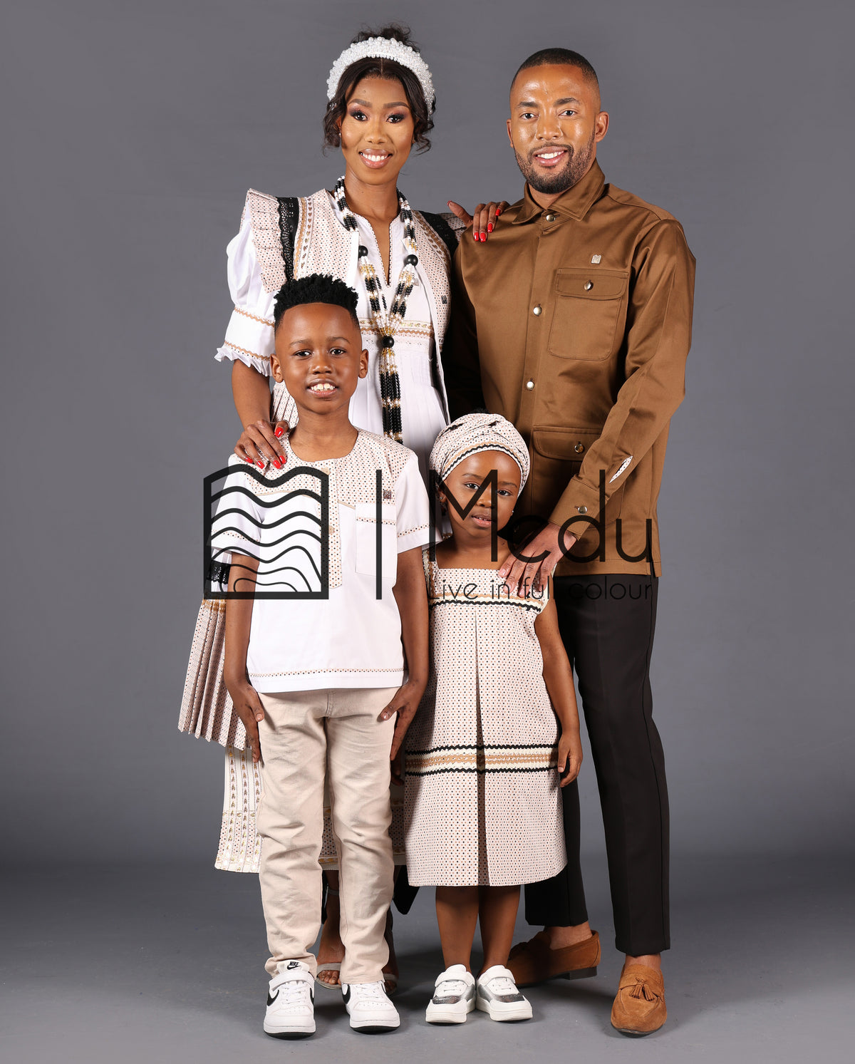 His & Hers: Mogoshadi Bridal Set in White and Khaki