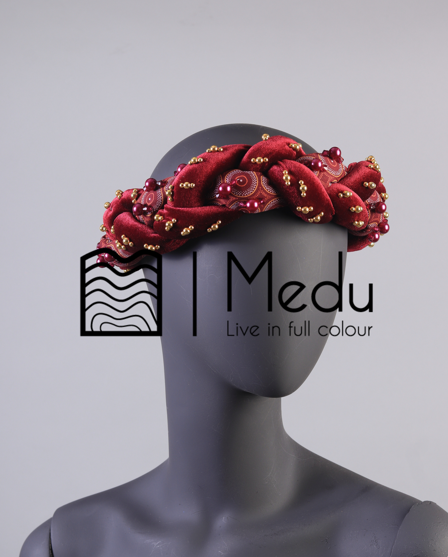 Braided Hairband Maroon