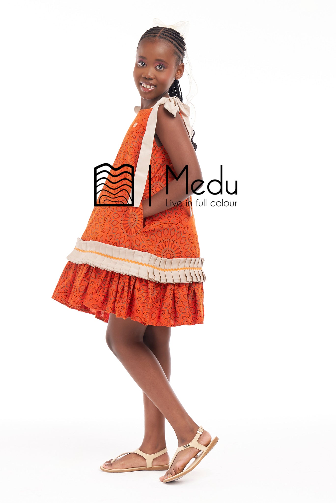 Kiddies Lethabo Yoke Dress Orange