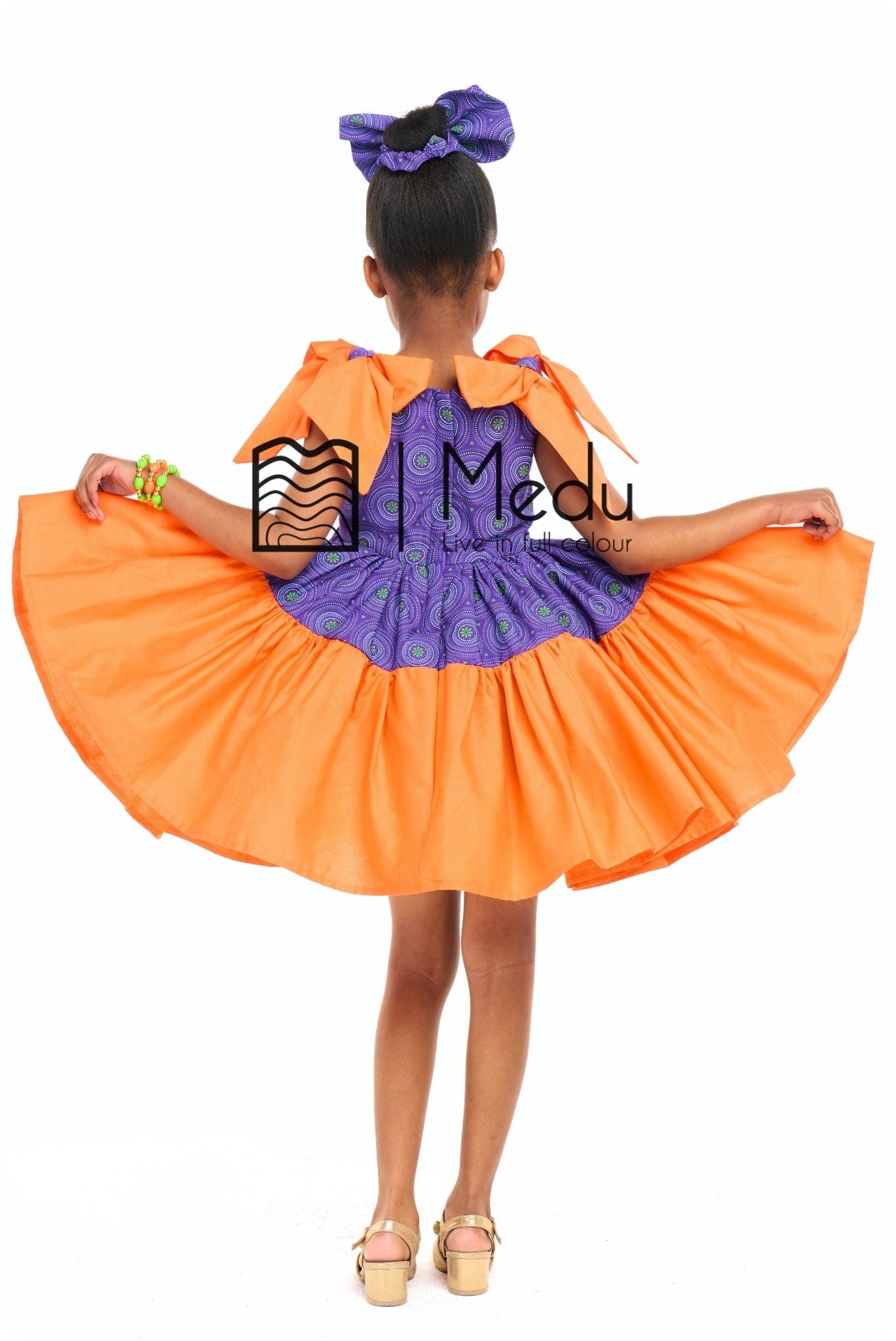 Kiddies Khumo Princess Dress Purple with Orange