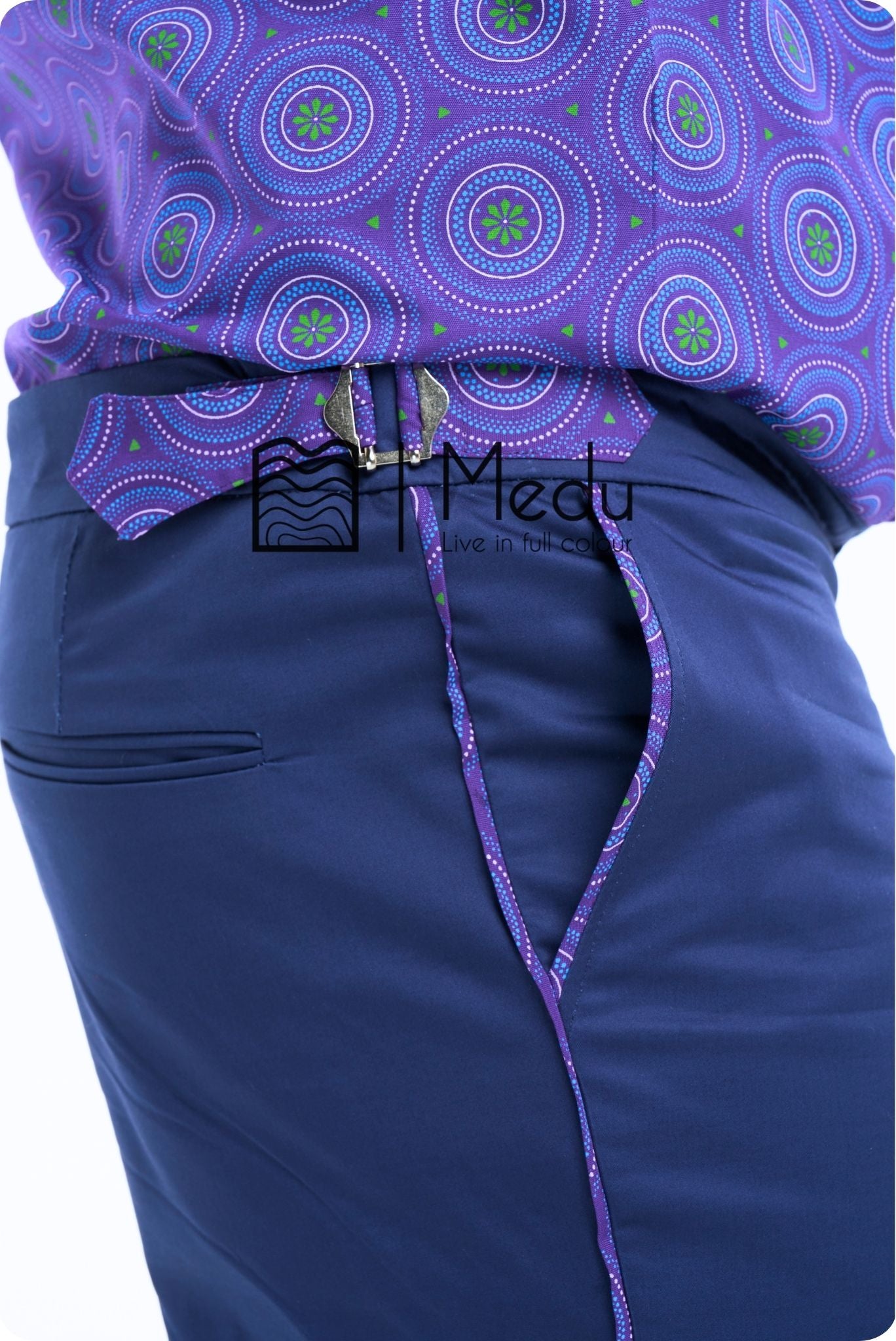 Lesiba Chino Trousers Navy with Purple