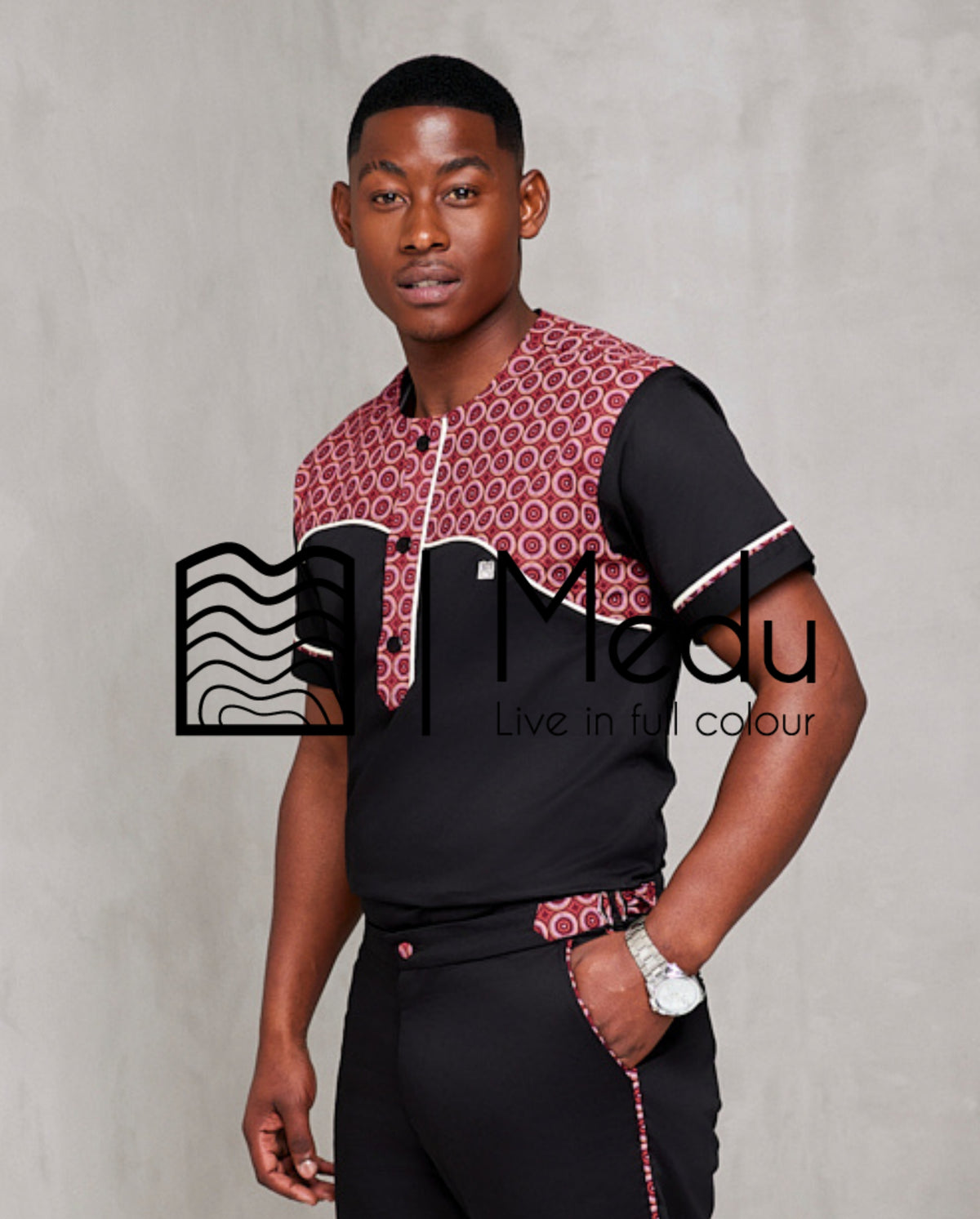 Noko Front Panel Shirt Black