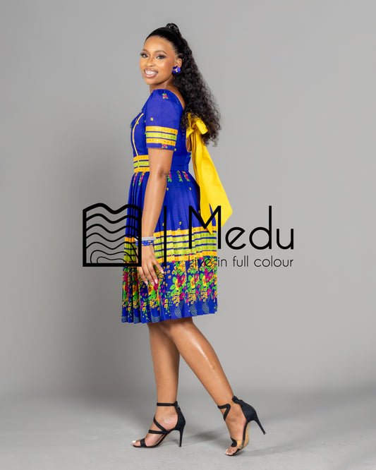 Tsakani Giant Bow Midi Dress Royal Blue