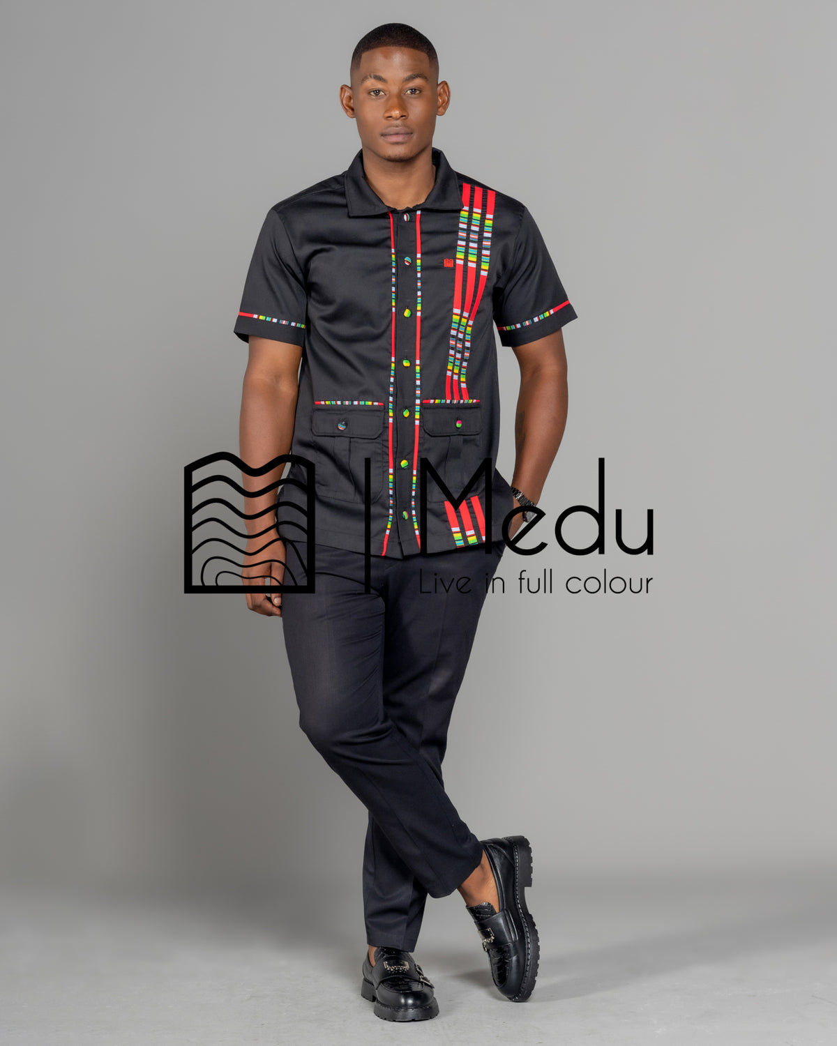 Mashudu Luxe Shirt Black with Red