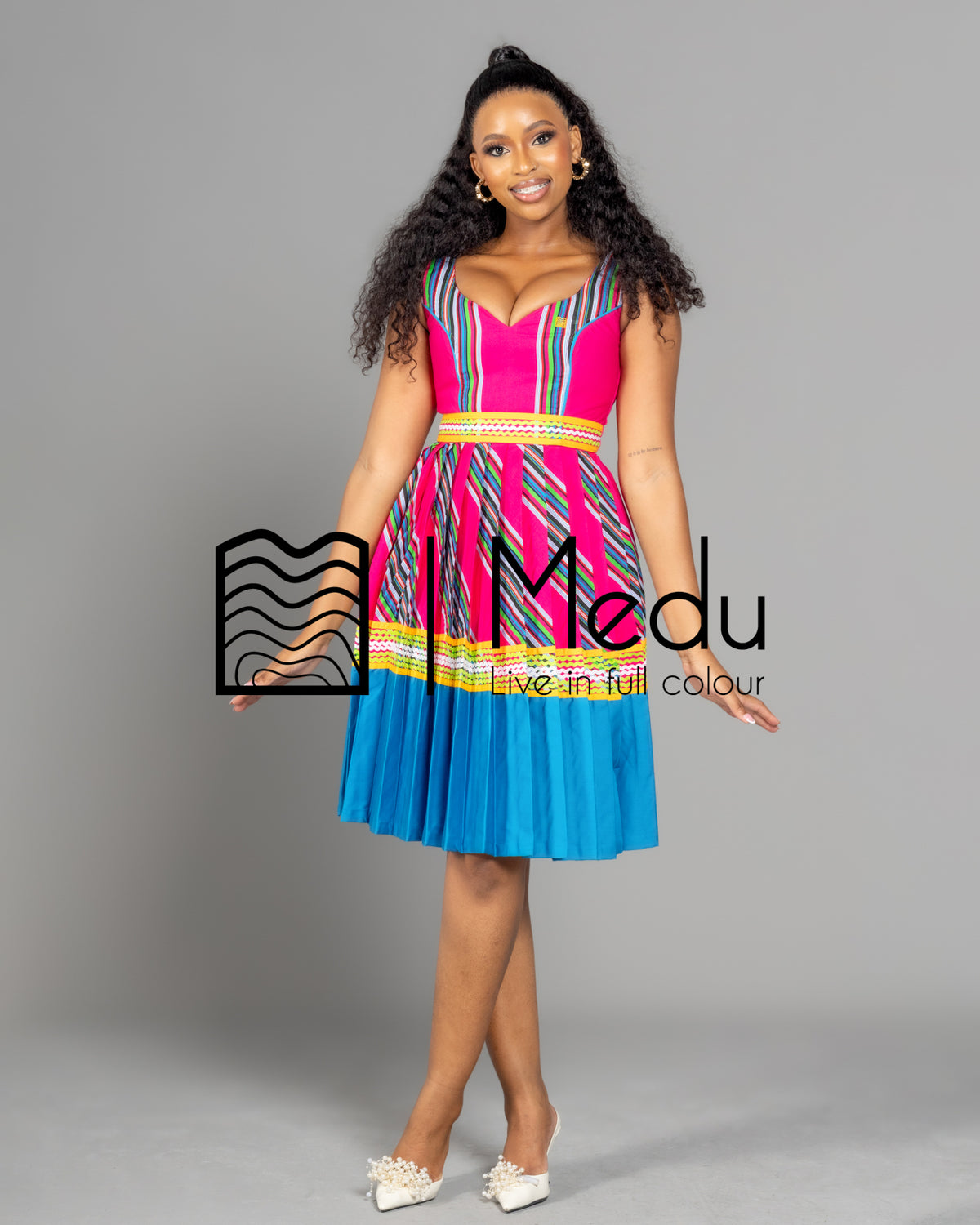 Mufunwa Giant Bow Midi Dress Pink