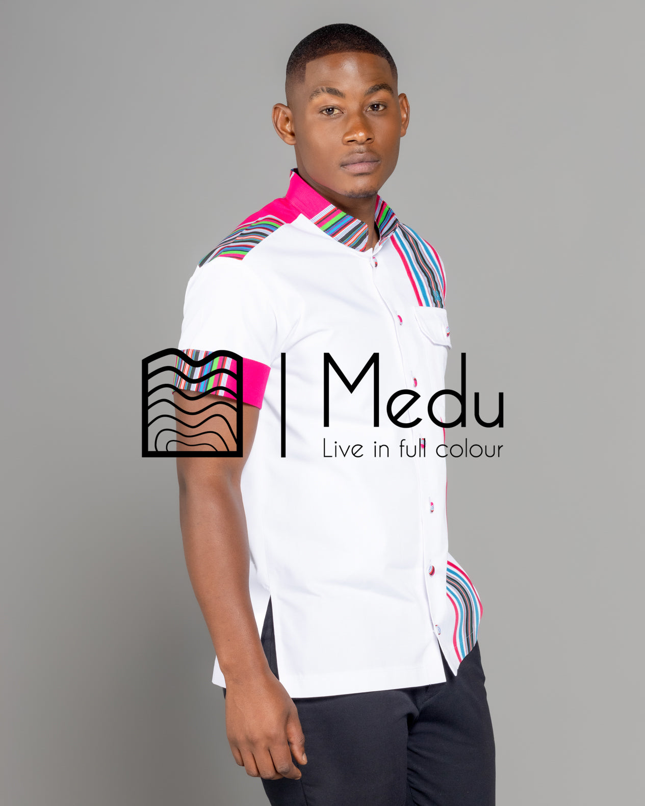 Lufuno Side Panel Shirt White with Pink