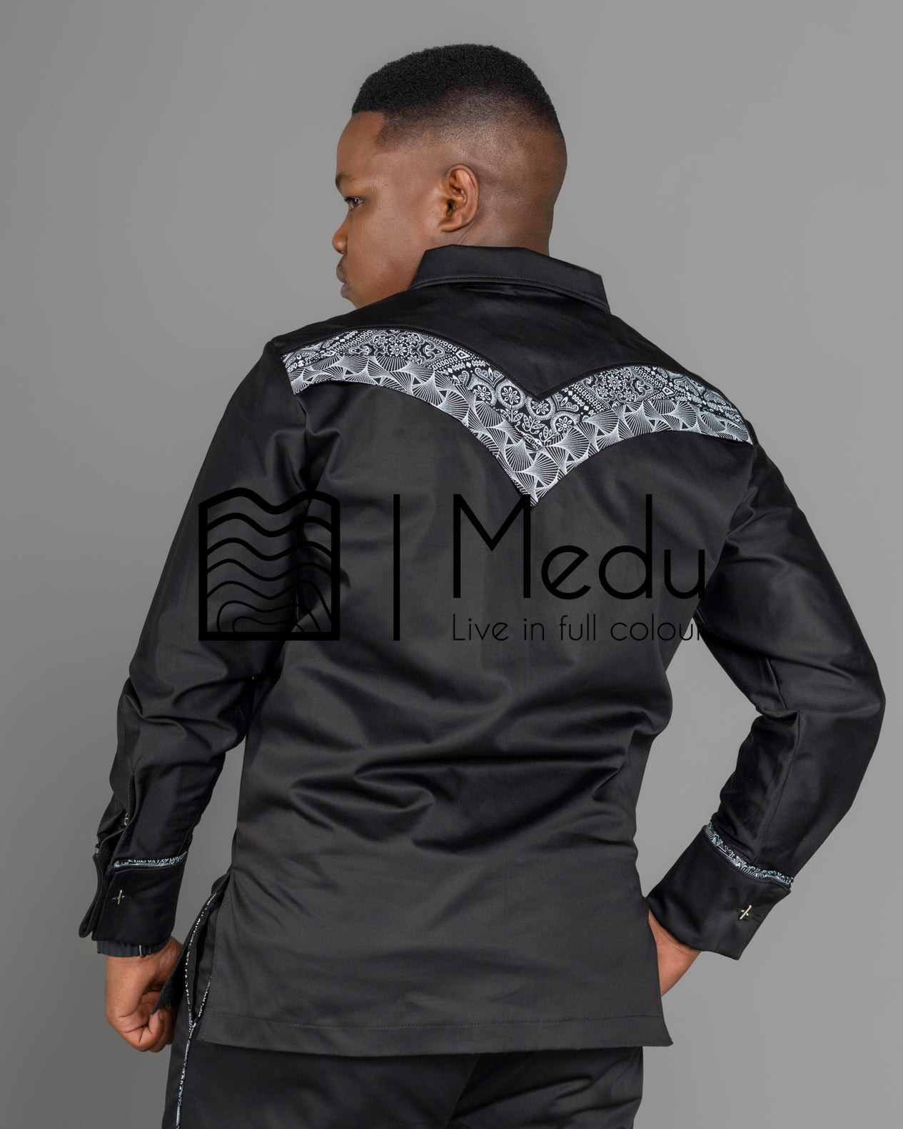 Kwena Luxe Safari Shirt Trimmed with Black