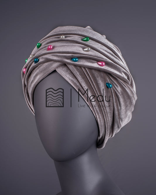 Velvet Headwrap in Grey