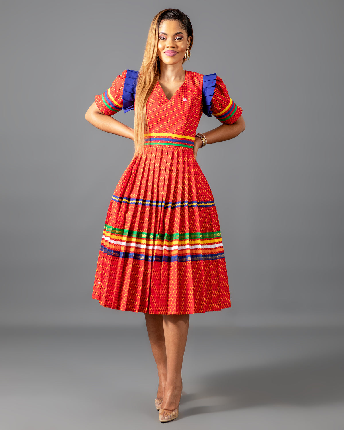 Manoko Pleated Dress in Red