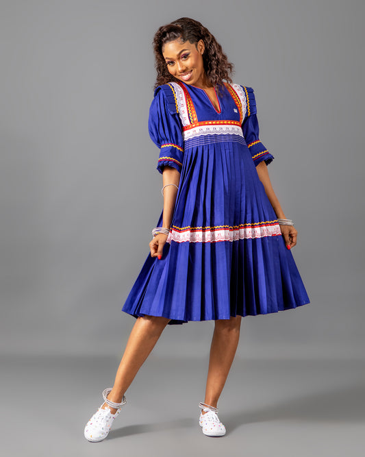 Mogoshadi Pleated Bridal Dress in Blue