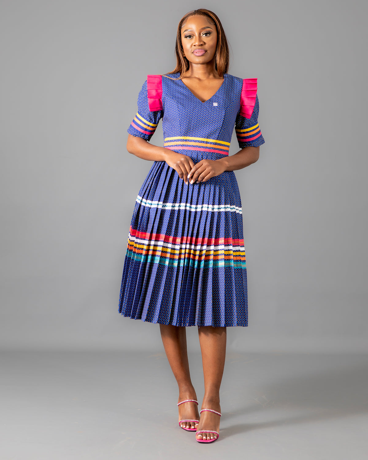 Manoko Pleated Dress in Blue