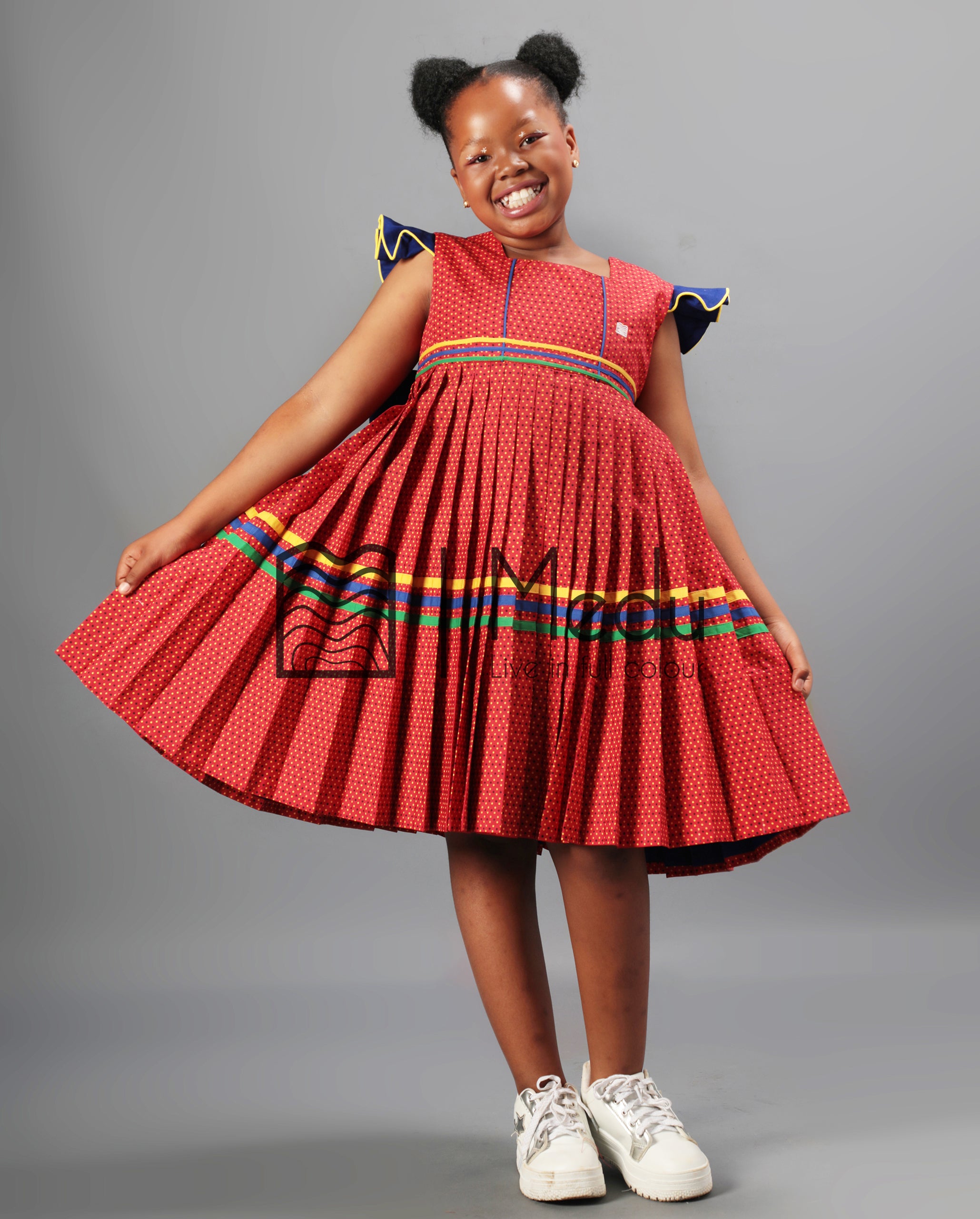 Kiddies Neo Pleated Dress in Red – MEDU by Sepedi Bapedi