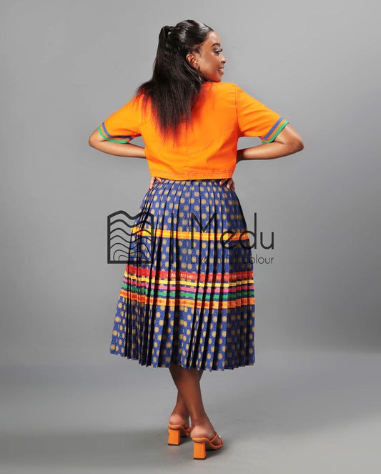 Makgabo Midi Set in Orange & Blue
