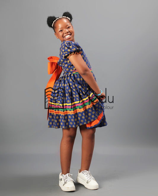 Kiddies Maru Pleated Dress in Blue