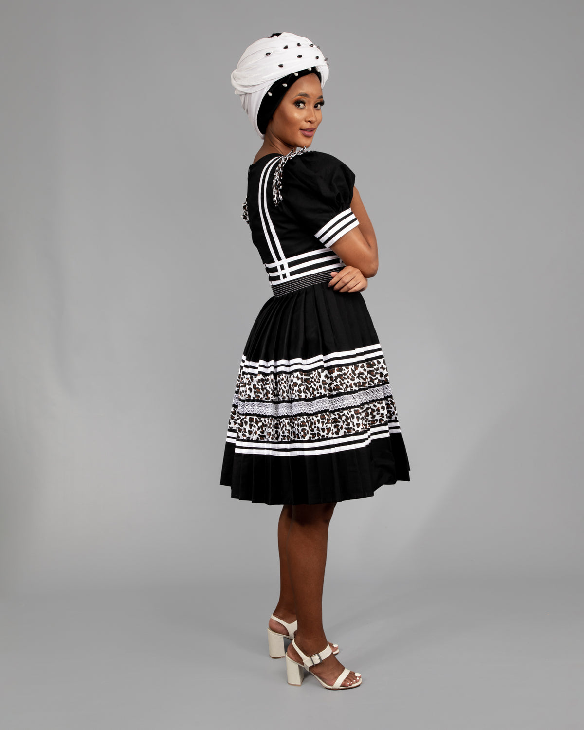 Manaka Bespoke Pleated Dress in Black