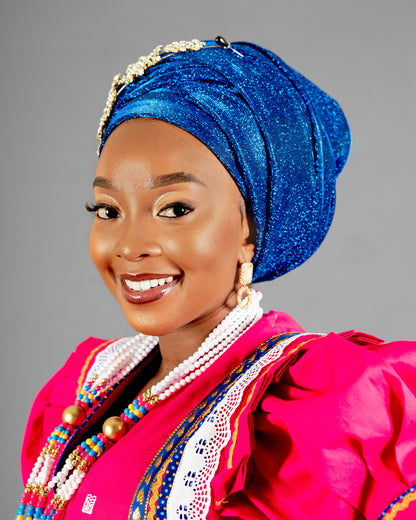 Luxe Bridal Headwrap In Blue