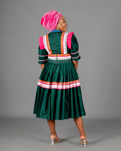 Mogoshadi Pleated Bridal Dress in Green