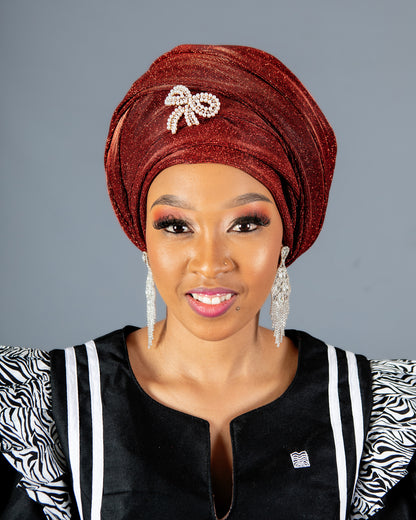 Luxe Bridal Headwrap In Dark Red