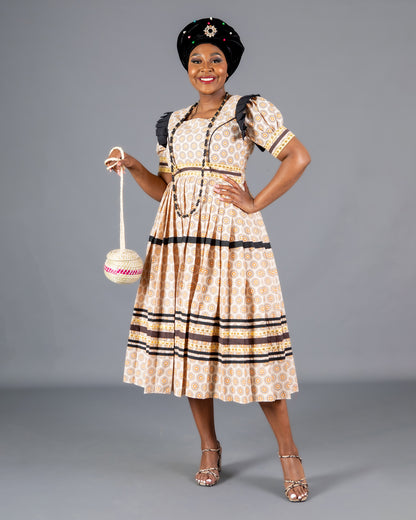 Hunadi Bespoke Pleated Maxi in Beige