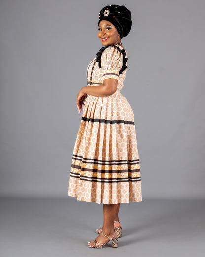 Hunadi Bespoke Pleated Maxi in Beige