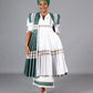 Mogoshadi Pleated Bridal Dress Set in White & Green