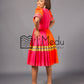 Nare Bespoke Panel Dress in Pink & Orange