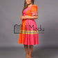 Nare Bespoke Panel Dress in Pink & Orange