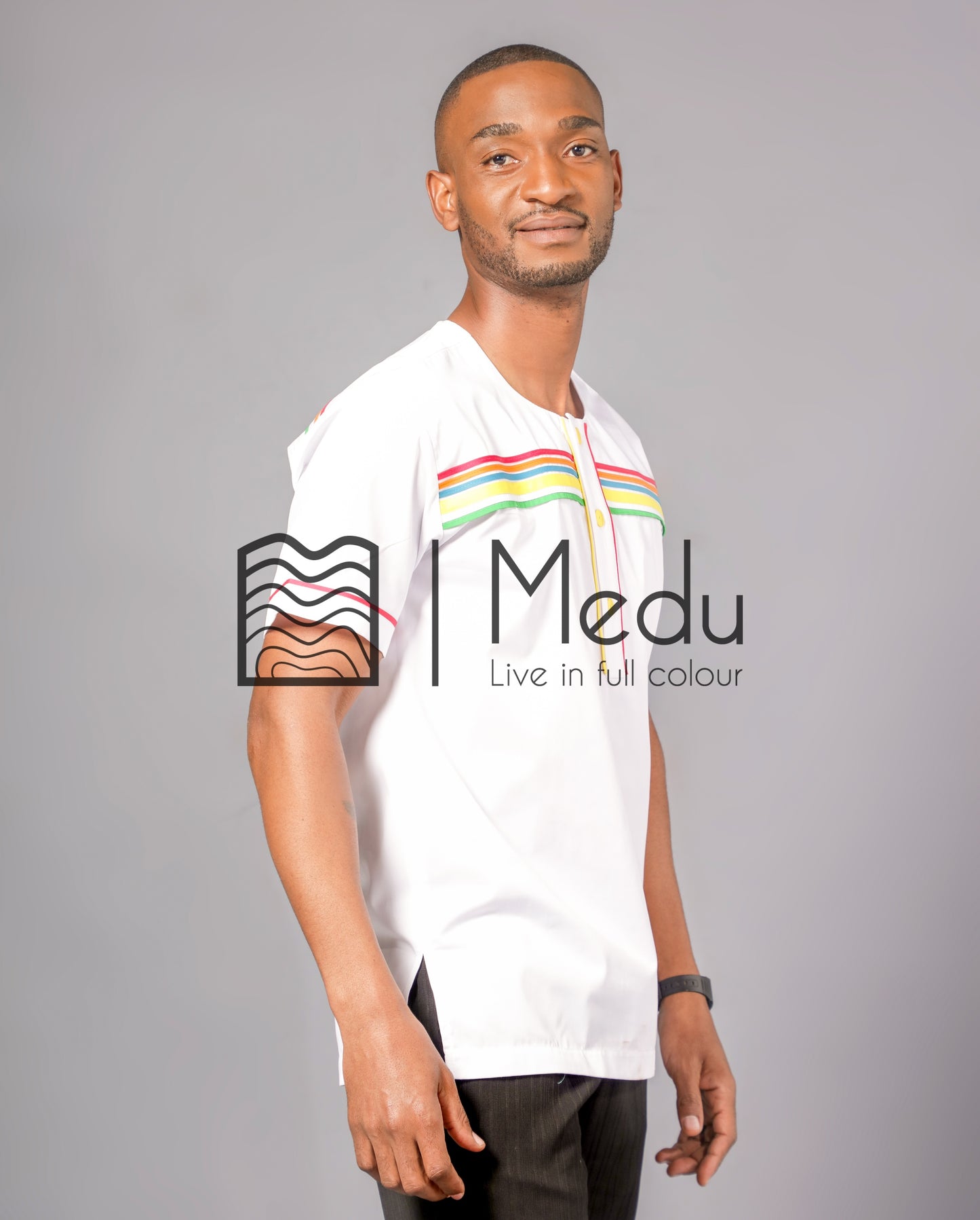 Mokone Front Stripes Shirt in White