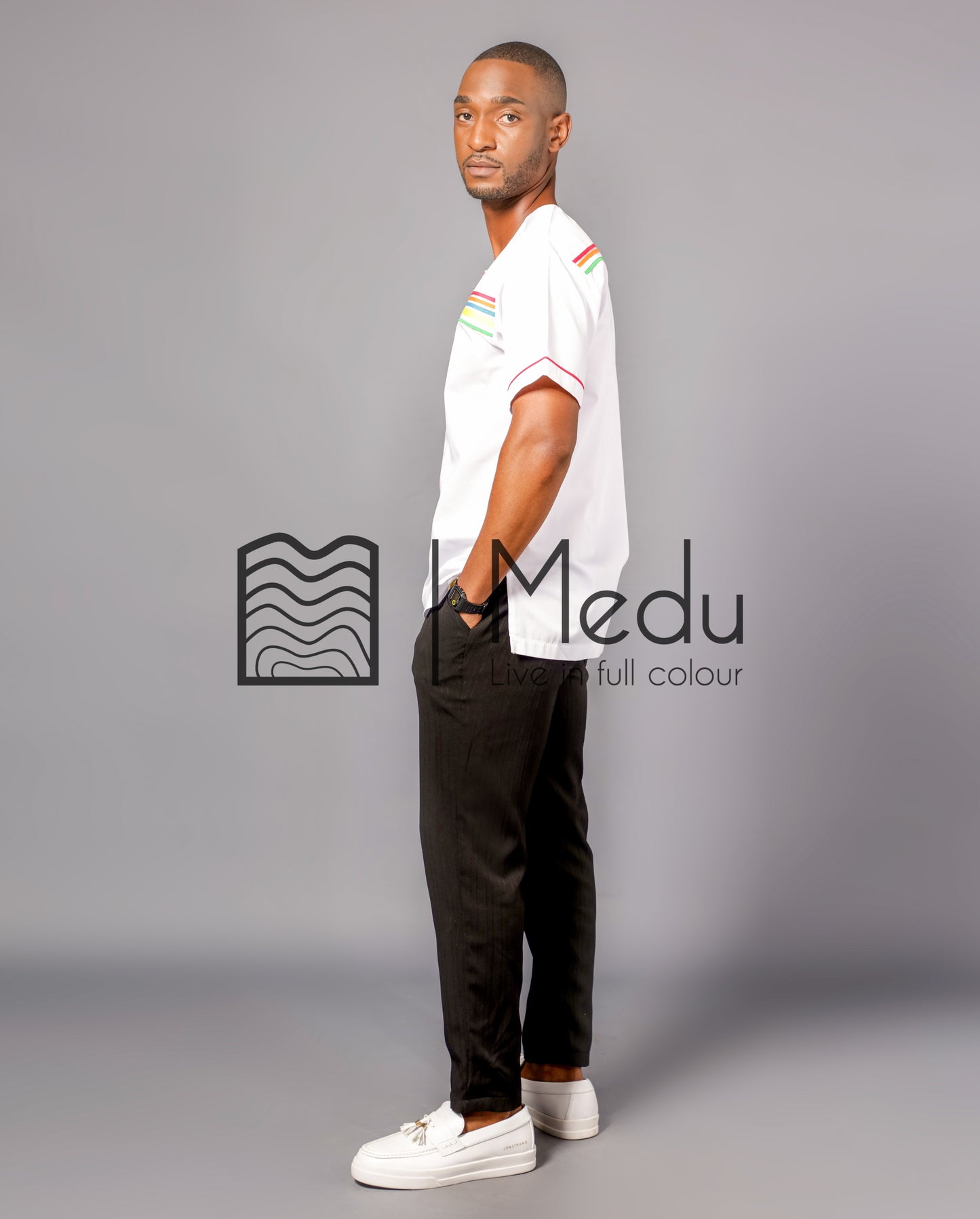 Mokone Front Stripes Shirt in White