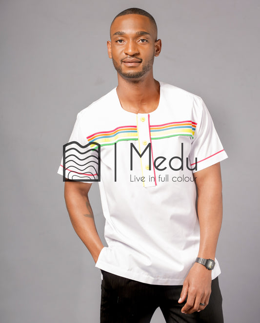 Mokone Front Stripes Shirt in White