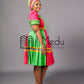 Nare Bespoke Panel Dress in Lime & Pink