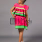 Kiddies Semabejana and Wrap Skirt Set in Pink & Lime