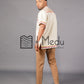 Noko Front Stripes Shirt in Beige with Pink